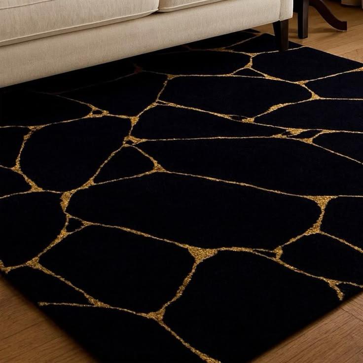 Modern High-Low Textured Cracked Stone Living Room Rug - velvetloom