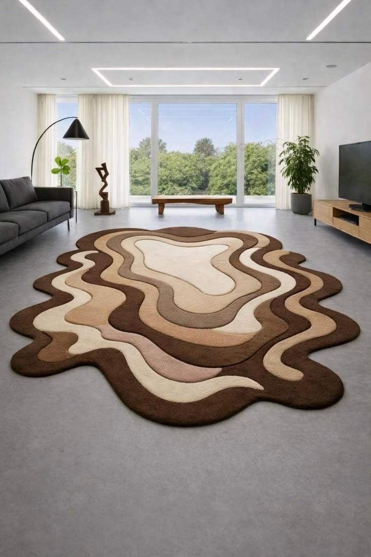 Premium Hand-Tufted Multi-Level Carved Cream & Brown Carpet-velvetloom
