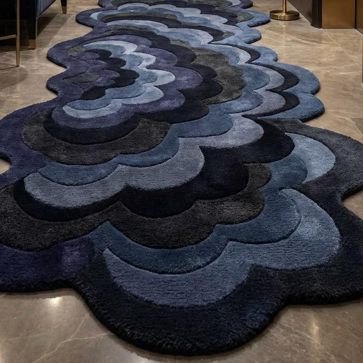 The Ocean Swell Scalloped Runner Rug-velvetloom