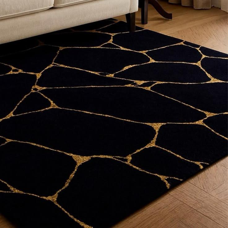Modern High-Low Textured Cracked Stone Living Room Rug - velvetloom