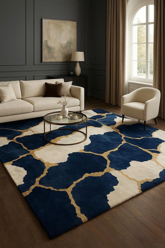 Obsidian Gold Geometric Rug | Luxury Black &amp; Gold Modern Carpet | VelvetLoom