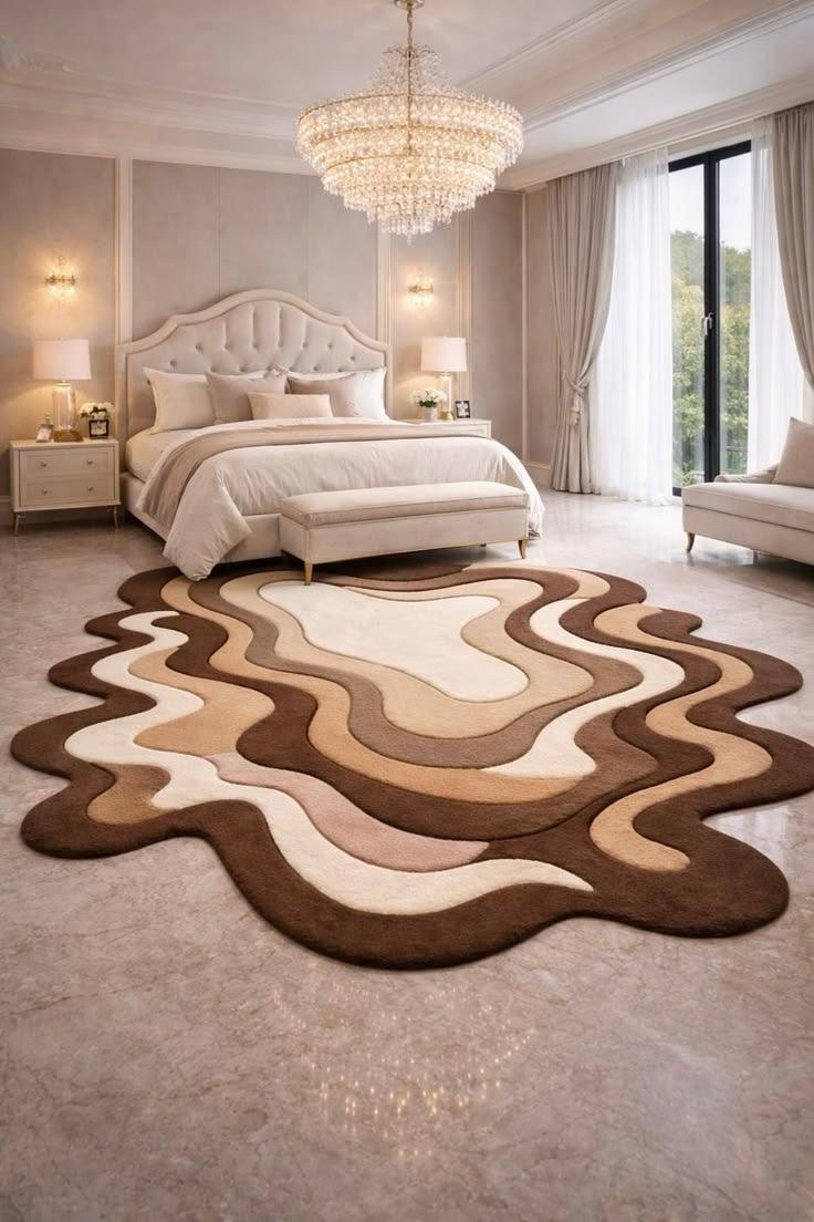Premium Hand-Tufted Multi-Level Carved Cream & Brown Carpet-velvetloom