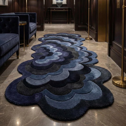 The Ocean Swell Scalloped Runner Rug-velvetloom