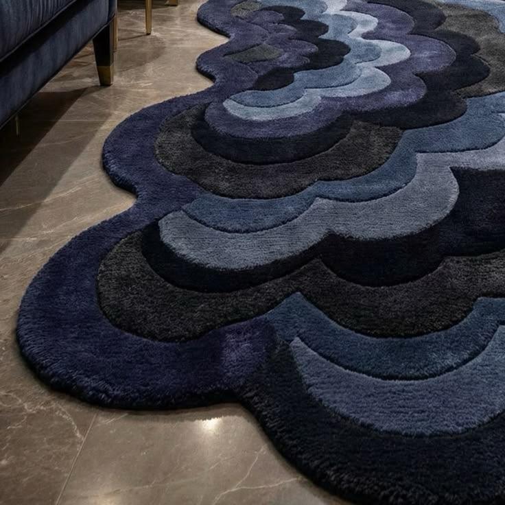 The Ocean Swell Scalloped Runner Rug-velvetloom