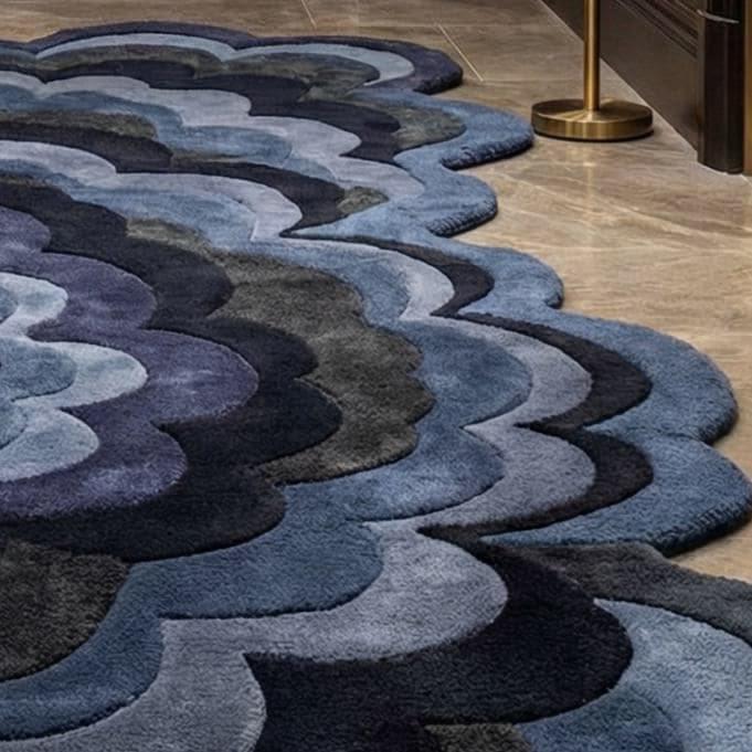 The Ocean Swell Scalloped Runner Rug-velvetloom